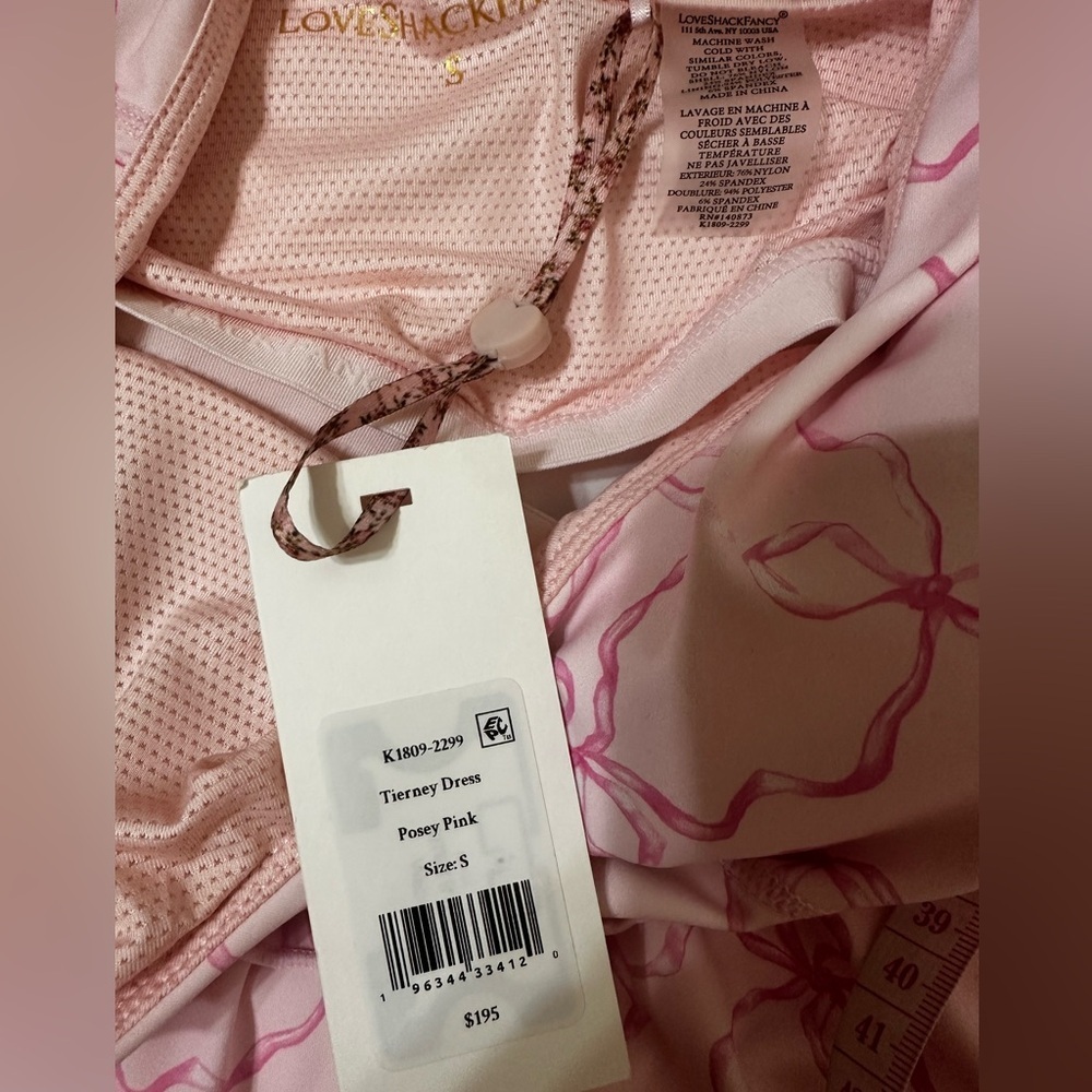 Love Shack Fancy Tierney Dress Posey Pink Bow Size Small NWT - Picture 7 of 9